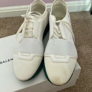 Balenciaga White & Grey Tess S.Gomma Green Sole Sneaker